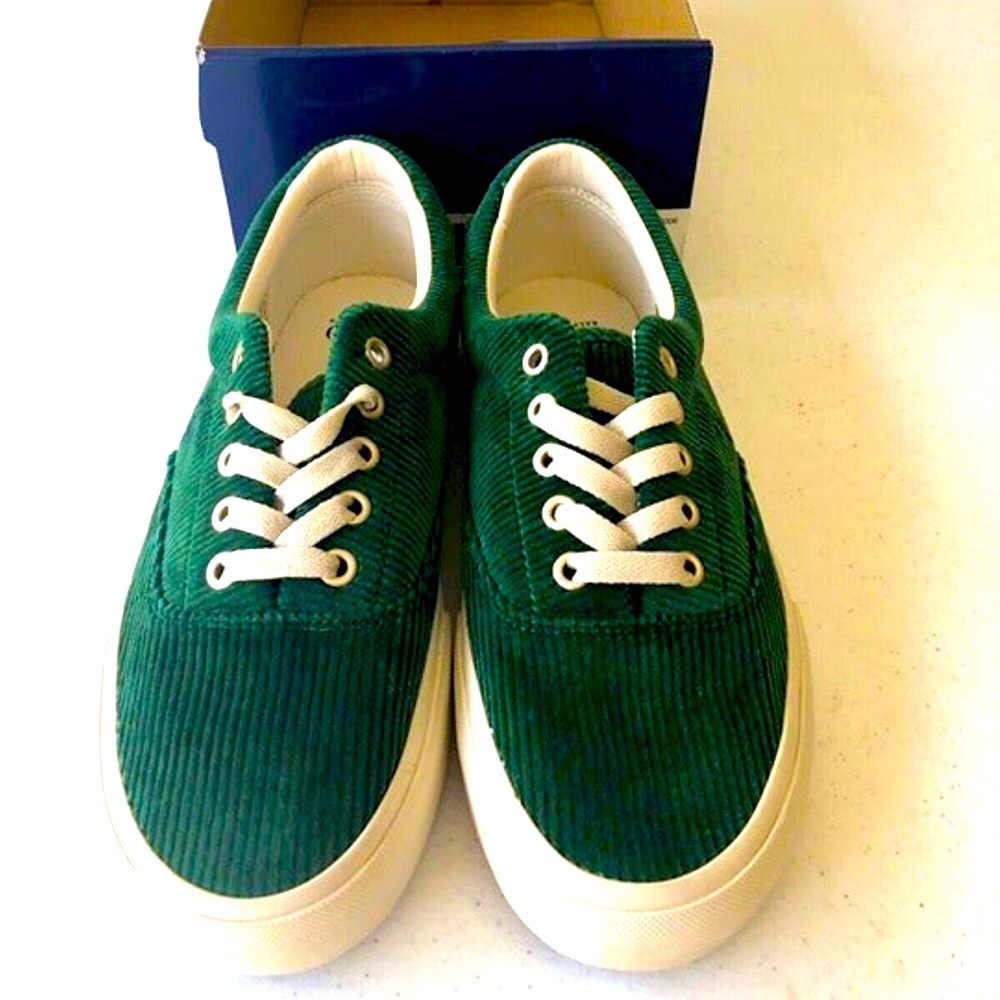 👟NWT Men’s Polo Ralph Lauren US 7 D Keaton Pony Corduroy Green Sneakers Shoes